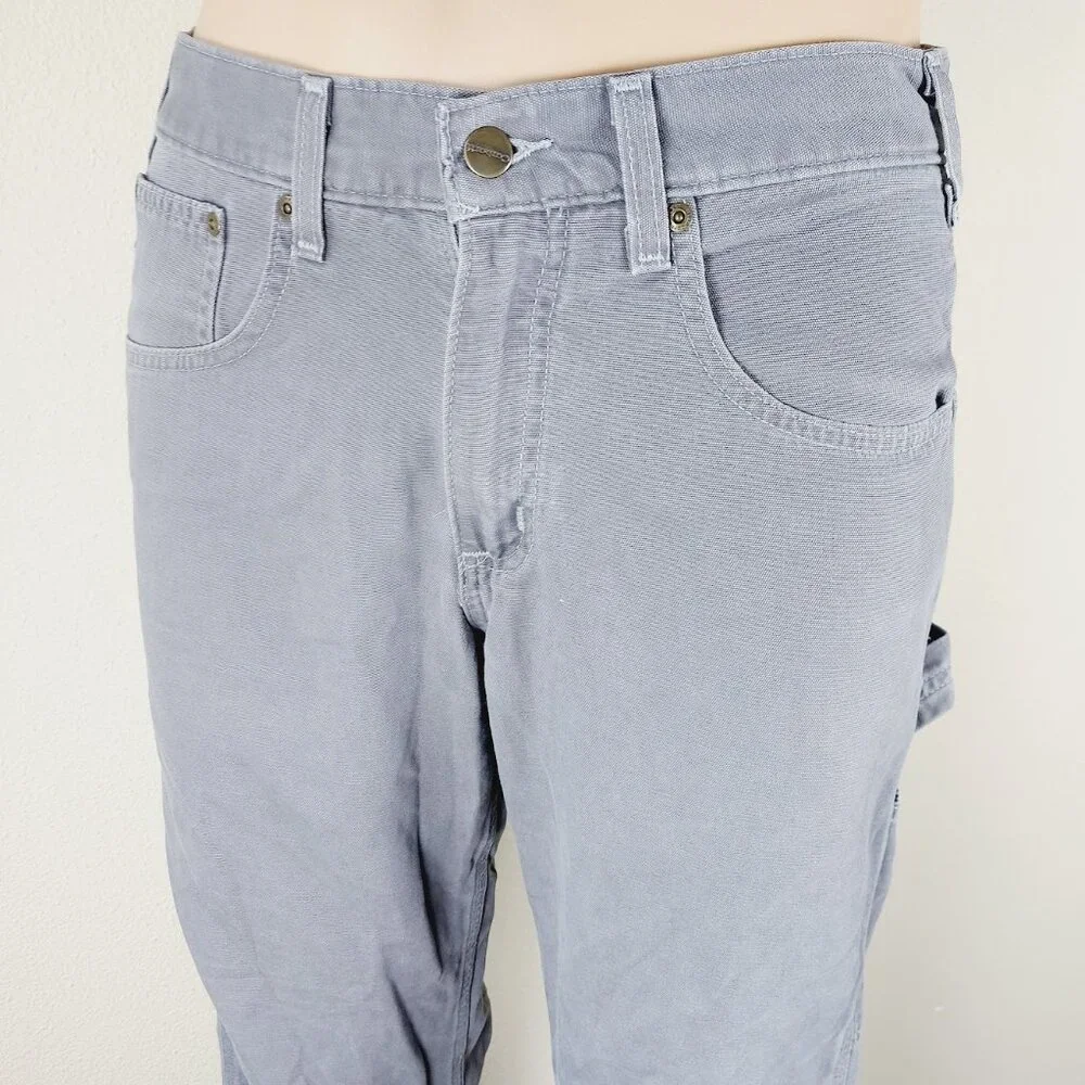 Carhartt Men's Charcoal Grey Loose Fit Canvas Carpenter Work Pants Size 32x30